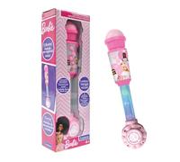 Lexibook Barbie, Microphone Lumineux pour Enfant, Jeu Musical, Haut-Parleur intégré, Effets Lumineux, Prise Aux-in, Rose, MIC90BBLXB