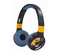 Lexibook, Batman, Casque Audio 2-en-1 Bluetooth et Filaire, Stéréo, sans Fil, Filaire, Son limité, Pliable, Ajustable, Batterie Rechargeable, Bleu/Jaune, HPBT010BATLXB