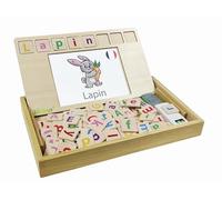 Lexibook Bio Toys École des Mots, bilingue Français/Anglais, Jeux en Bois, 50 Cartes, Alphabet, Jeu éducatif, EDU100i1LXB