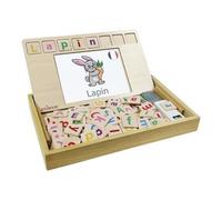 Lexibook – Jeu éducatif en bois École des Mots – Bilingue Français/Anglais, 50 cartes Alphabet