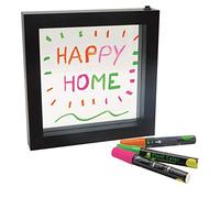 Lexibook - Cadre Lumineux Néon à Messages - Lampe Tableau Transparent pour écrire ou Dessiner - Avec Feutres Couleur, Cadeau Décoration Homme et Femme, Noir, LTP055