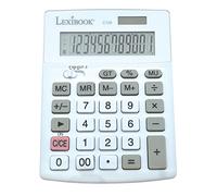 Lexibook, Calculatrice de Bureau 12 Chiffres, C129 | Écran LCD, 8 fonctions, Grandes touches, alimentation solaire et pile, Blanc/gris