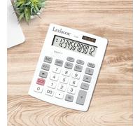 Lexibook - Calculatrice de Bureau 12 Chiffres avec Écran LCD - 8 Fonctions - Larges Touches - Solaire & Piles - Blanche/Grise - C129LXB