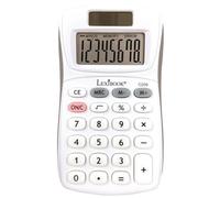 Lexibook - Calculatrice de Poche 8 Chiffres - Fonction Basiques et mémoire - Touches en Silicone pour Bureau, Scolaire, Maison - Solaire & Piles - Blanche/Grise - C208LXB