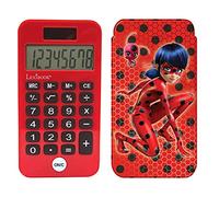 Lexibook- Calculatrice de Poche Miraculous, Ladybug, Fonctions Classiques et évoluées, Couvercle Rigide de Protection, à Piles, Rouge/Noir, C45MI