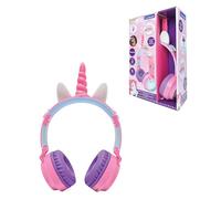 Lexibook, Casque Lumineux Pliable Bluetooth® et Filaire avec Un Design 3D Licorne avec limitation du Volume, Rose, HPBT015UNILXB