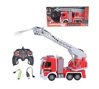 Lexibook, Crosslander® Pro, RC Fire Truck, Camion de Pompier télécommandé, Effets Lumineux, pulvérise de l'eau, échelle rotative éléctronique, Rechargeable, RCP20