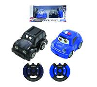 Lexibook, Crosslander® Twin, Lot de 2 Voitures radiocommandées (Voiture de Police, Voiture de Voleur), jusqu'à 12km/h, Effets sonores et Lumineux, 2 télécommandes, Noir/Bleu, RC12LXB