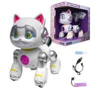 Lexibook, Cyber Power Chaton, Robot Vocal, Français, KITTY05FRLXB | Oreilles LED, sons, réactions tactiles, jet d’eau surprise et télécommande pour aventures interactives, blanc