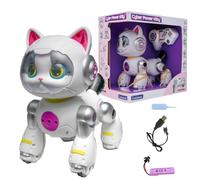 Lexibook, Cyber Power Kitty KITTY05DELXB Chat Robot Vocal Allemand | Animal interactif avec oreilles LED, bruits, réactions tactiles, fonction de pulvérisation d'eau et télécommande.