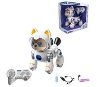 Lexibook, Cyber Power Puppy, Chien Robot Vocal, Français, DOG05FRLXB | Tours programmables, oreilles LED, mode entraînement, yoga, pompes et fonction garde pour jeu interactif, blanc