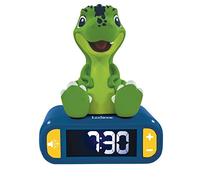 Lexibook Réveil Dinosaure RL800DINO – veilleuse, 6 alarmes/6 sons, écran rétro-éclairé Bleu/Vert
