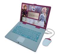 LEXIBOOK - Disney Frozen 2 - Ordinateur portable éducatif et bilingue espagnol/anglais - Jouet pour filles avec 124 activités d'apprentissage, jeux et musique avec Elsa et Anna - Bleu/Violet