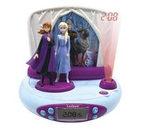 Lexibook Disney Frozen La Reine des Neiges 2 Elsa & Anna, Réveil projecteur avec Sons, Veilleuse intégrée, Projection de l'heure au Plafond, Effets sonores, à Piles, Bleu/Violet, RP510FZLXB