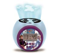 Lexibook - Disney La Reine des Neiges Réveil projecteur Anna Elsa avec Fonction Alarme et répétition Snooze, veilleuse avec minuterie, écran LCD, à Piles, Bleu/Violet, RL977FZLXB