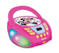 Lexibook, Disney Minnie, Lecteur CD Bluetooth pour Enfants - Portable, Effets Lumineux, Prise Micro, Entrée aux-in, Pile ou Secteur, Rose, RCD109MN