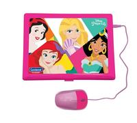 LEXIBOOK Disney Princess JC598DPi2LXB Ordinateur Portable éducatif bilingue Espagnol/Anglais pour Filles avec 124 activités d'apprentissage, Jeux et Musique Rose