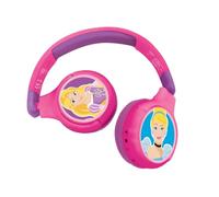 Lexibook Disney Principessa Cuffie Bluetooth 2-in-1 per bambini - Stereo senza fili cablato, cassaforte per bambini per ragazze, pieghevole, regolabile, HPBT010DP