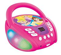 Lexibook - Disney Princesses - Lecteur CD Bluetooth pour Enfants - Portable, Effets Lumineux, Prise Micro, entrée auxiliaire, Batterie ou Secteur, RCD109DPLXB