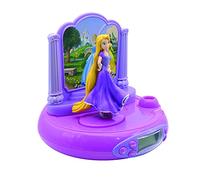 Lexibook Disney Princesses Raiponce Radio réveil projecteur, Veilleuse intégrée, Projection de l'heure au Plafond, Effets sonores, à Piles, Rose/Mauve, RP515DPLXB