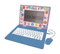LEXIBOOK, Disney Stitch JC599Di2 Ordinateur éducatif bilingue Espagnol/Anglais pour Enfants, 170 activités pour Apprendre, Jouer et Musique, Grand écran, Bleu