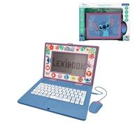 LEXIBOOK, Disney Stitch JC599Di2LXB Ordinateur éducatif bilingue Espagnol/Anglais pour Enfants, 170 activités pour Apprendre, Jouer et Musique, Grand écran, Bleu