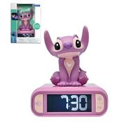 LEXiBOOK, Disney Stitch RL800D1 Réveil avec veilleuse Angel Sons et mélodies Écran LCD rétroéclairé Lumineux Snooze Rose