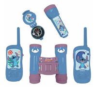 Lexibook, Disney Stitch, Set d'aventurier pour Enfants, Talkie-Walkies 120m, Jumelles, Boussole, Lampe Torche, Bleu/Violet, RPTW12DLXB