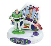 Lexibook - Disney Toy Story Buzz Woody - Réveil Projecteur, Veilleuse et Projection de l'heure au Plafond, Effets sonores, Garçon, Fille, à Piles, Blanc/Vert RP505TS