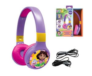 Lexibook, Dora Casque Bluetooth, HPBT010DORLXB | 2-en-1 Bluetooth et filaire, Microphone, Pliable, Batterie rechargeable