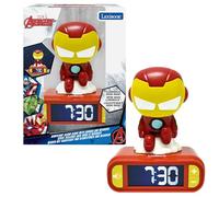 Lexibook Réveil Veilleuse Iron Man 3D – Effets sonores – Écran LCD rétroéclairé