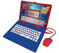 LEXIBOOK JC598SPi5 Spider-Man Ordinateur Portable éducatif et bilingue Italien/Anglais Jouet avec 124 Activités pour Apprendre, Jouer à des Jeux et Musique Bleu/Blanc