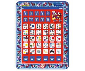 Lexibook JCPAD002SPi3 Spidey and His Amazing Friends Spider-Man Tablette bilingue pour apprendre les lettres de l'alphabet, les chiffres, les mots, l'orthographe et la musique, anglais/allemand, bleu,