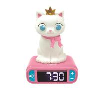Lexibook - Réveil Veilleuse Chaton pour Enfant, Chat Lumineux, Horloge, Réveil pour Fille, Snooze, Couleur Blanc/Rose - RL800KTLXB