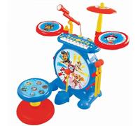 Lexibook, La Pat'Patrouille, Batterie Électronique pour Enfant, Jeu Musical, Jouet Mixte, Vrai Son de Batterie, Clavier 8 Notes, Prise pour MP3, siège Inclus, Bleu/Rouge, K610PA