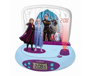 Lexibook, La Reine des Neiges Réveil Projecteur, RP510FZ | Veilleuse, projection au plafond, effets sonores, Bleu/Violet