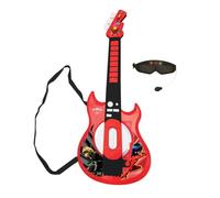 Lexibook Guitare électronique Miraculous Ladybug Chat Noir – micro, lunettes 2 modes, MP3 noir/rouge