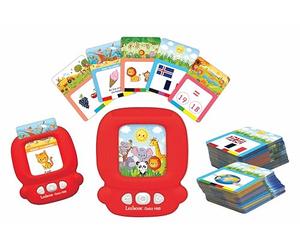 Lexibook, Lecteur interactif bilingue, Espagnol/Anglais, 150 Double Face, Cartes de Questions et de vocabulaire, Rouge, Couleur (JCR10i2)