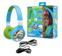 Lexibook, Les Schtroumpfs, Casque Audio 2-en-1 Bluetooth & Filaire avec Micro et Boutons de contrôle, Pliable et Ajustable, Batterie Rechargeable Longue durée, Bleu/Vert, HPBT010SFLXB