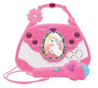 Lexibook Licorne, Sac Musical avec Microphone, Changement de Voix, chansons de Demonstration, Effets Lumineux, mélodies, Prise pour MP3, Rose, K102UNI