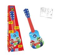 Lexibook Guitare acoustique Super Mario K200NI – 6 cordes nylon 53 cm, guide inclus, Bleu/Rouge
