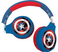 Lexibook - Marvel Avengers - Casque Audio 2-en-1 Bluetooth et Filaire, Stéréo, sans Fil, Filaire, Son limité, Pliable, Ajustable, Batterie Rechargeable, Rouge/Bleu, HPBT010AV