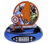 Lexibook Marvel Avengers Iron Man réveil projecteur, Veilleuse intégrée, Projection de l'heure au Plafond, Effets sonores, à Piles, Rouge/Jaune, RP500AV