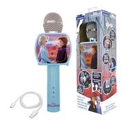 Lexibook Microphone Bluetooth® La Reine des Neiges 2 Elsa Anna Olaf avec Fonction Changement de Voix, Porte-téléphone Inclus, Enceinte intégrée, Bleu - MIC240FZLXB