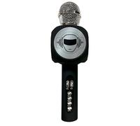 Lexibook Microphone sans Fil avec Enceinte et lumières, Bluetooth®, Fonction Changement de Voix, Effets Lumineux, Port Micro SD, USB, Noir/Argent, MIC260LXB
