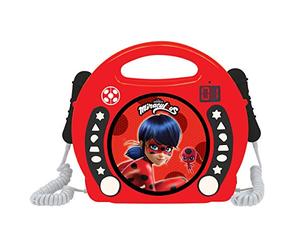 Lexibook, Miraculous Ladybug Chat Noir, Lecteur CD, Fonction de Programmation, Prise écouteurs, pour Enfant,Secteur ou Piles, Rouge/Noir, RCDK100MI