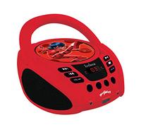 LEXIBOOK-Miraculous Lecteur CD, Prise Micro, Entrée Line-in, Pile ou Secteur, Rouge/Noir, RCD108MI