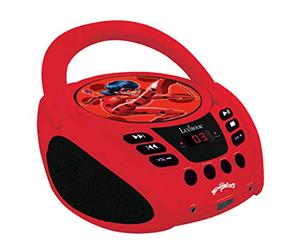 Lexibook, Miraculous Ladybug Chat Noir, Radio Lecteur CD, Prise Micro, Entrée Line-in, Pile ou Secteur, Rouge/Noir, RCD108MI