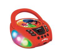 Lexibook - Miraculous - Lecteur CD Bluetooth pour Enfants - Portable, Effets Lumineux, Prise Micro, Entrée aux-in, Pile ou Secteur, Filles, Garçons, Rouge, RCD109MILXB