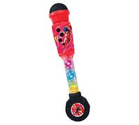 Lexibook Microphone Miraculous MIC90MI pour enfant – Tube lumineux, enceinte, prise aux-in Rouge/Noir
